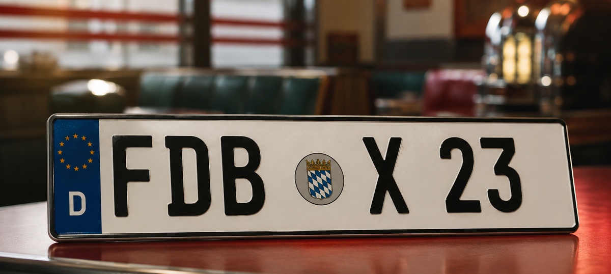 KFZ-Kennzeichen FDB X 23 im Diner-Motiv
