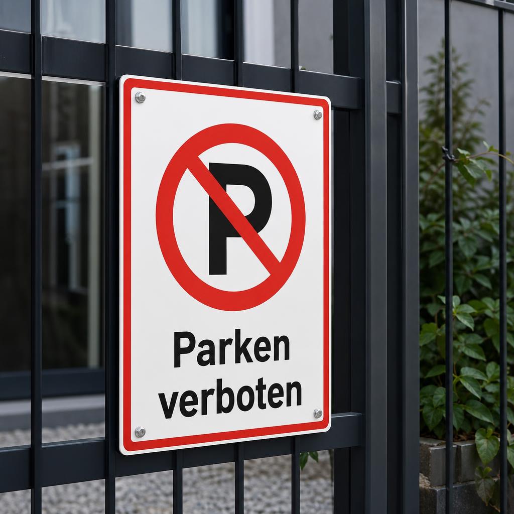 Parkverbotsschild und Außenschilder auf Aludibond bedrucken lassen – Baur Druck Friedberg