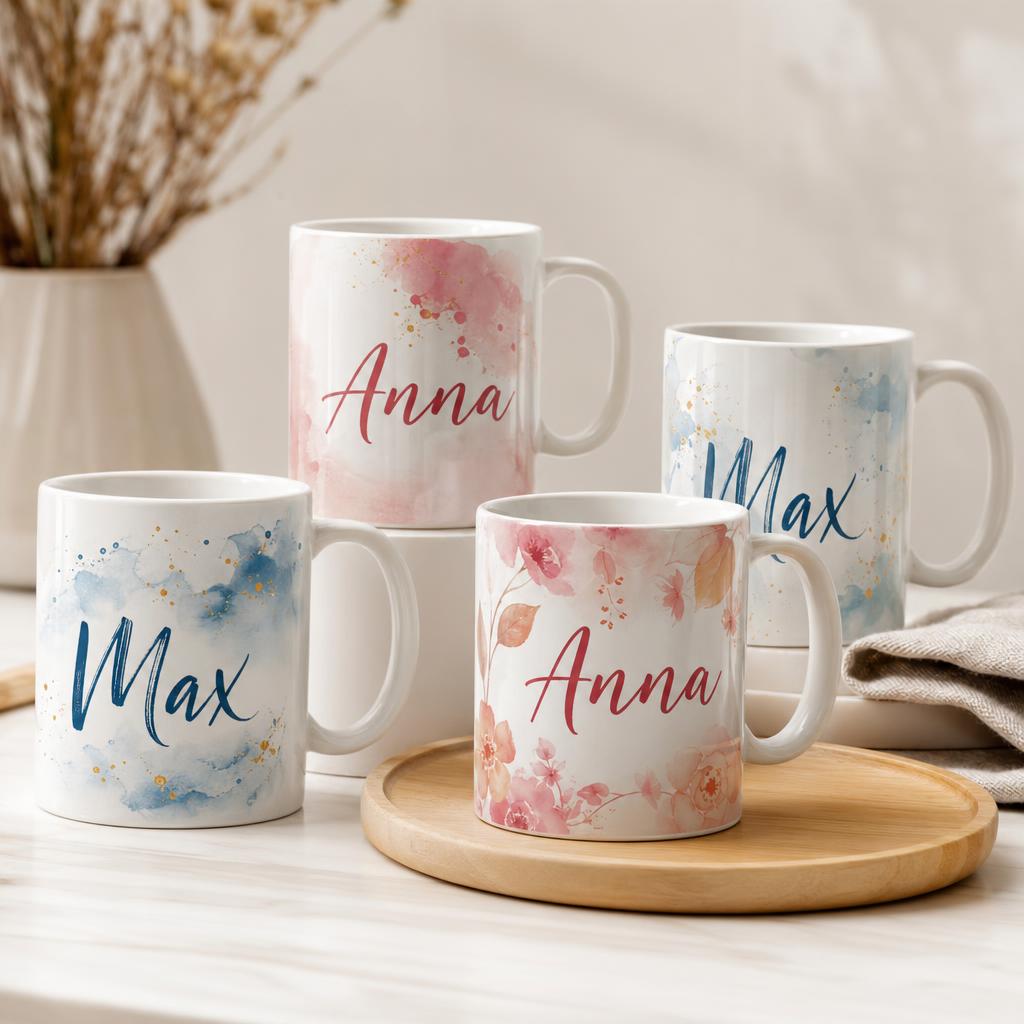 Tassen mit Namen bedrucken lassen – personalisierte Tassen von Baur Druck Friedberg